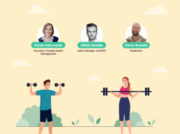 Grafik mit Fotos und Namen der Webinar-Speaker zum Thema "Geschlechterspezifisches BGM"